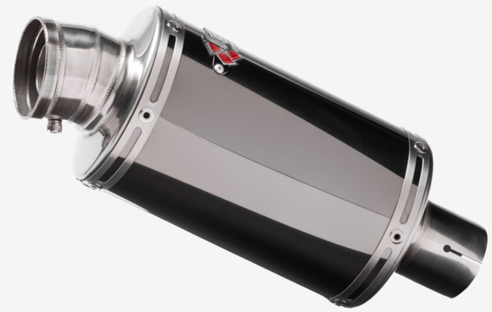Lextek OP15 Black Chrome Exhaust Silencer (Right Hand) 200mm 51mm*