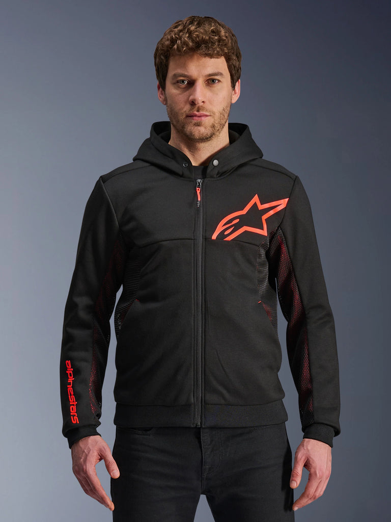 *NEW* Alpinestars Chrome Air Sport Hoodie Black Red Fluo - 42004251030..