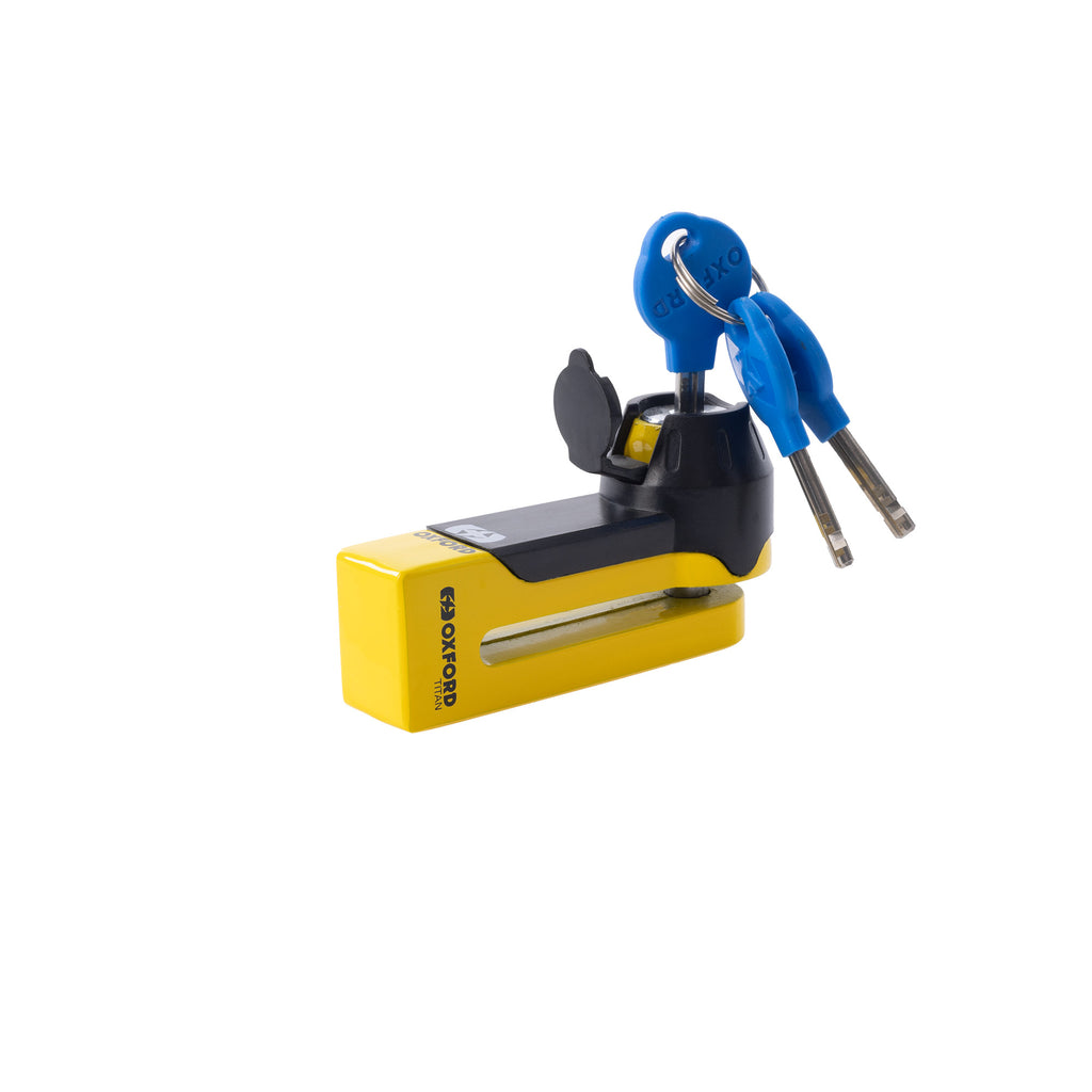 *Oxford Titan 10mm Pin Disc Lock incl. Pouch in Black or Yellow - LK485 / LK486..