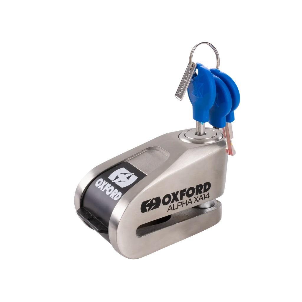 Oxford Alpha XA14 Alarm Disc Lock in Green, Blue or Chrome - LK91..