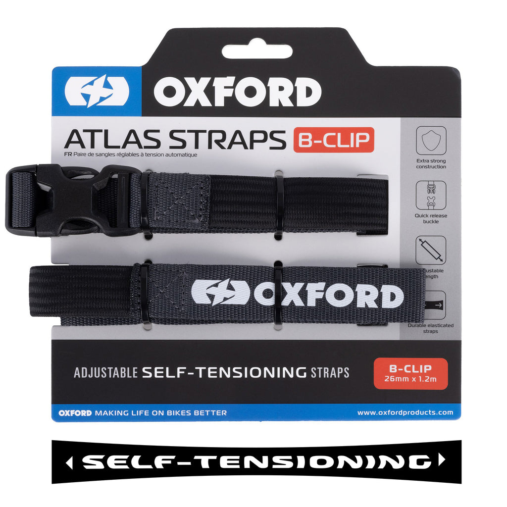 *Oxford Atlas B-Clip 26mm x 1.2M in Black, Asphalt or Lichen (Pair) - OX31..