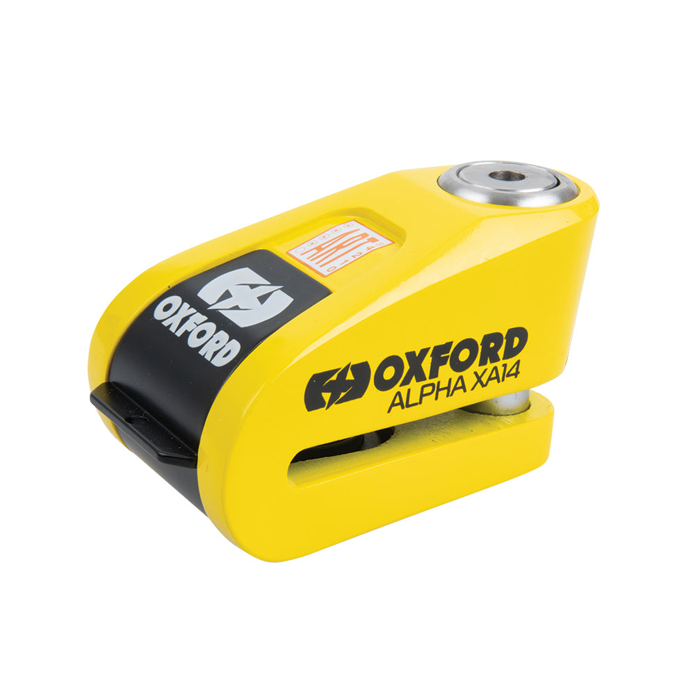 Oxford Alpha XA14 Alarm Disc Lock Yellow LK217 or Black LK218